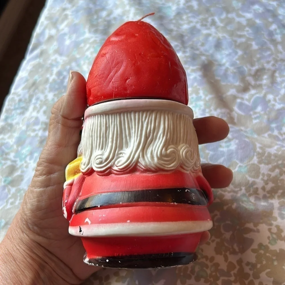 Santa Claus Vintage Plastic Figurines with Candle Hats